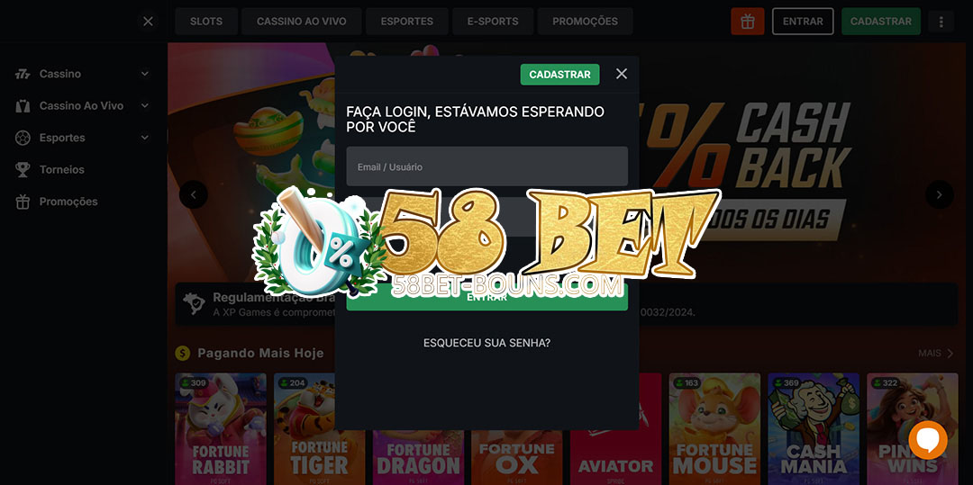 58 bet login